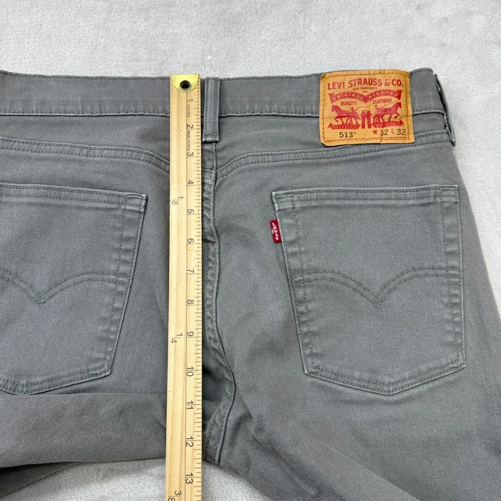 Levi's 513 Slim Straight Pants Mens 32x32 Charcoal Grey Stretch Cotton Twill